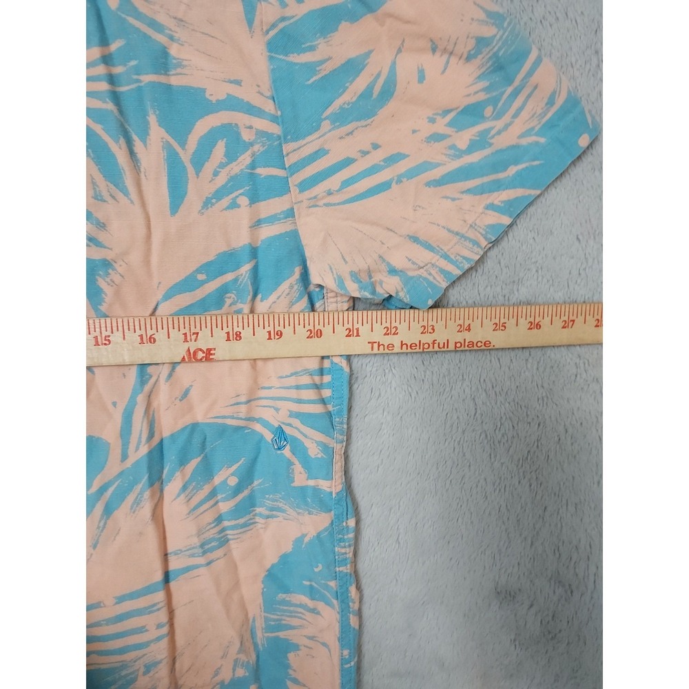 Volcom Shirt Mens Large Modern Fit Palm Print Rayon Blend Hawaiian Surfer Beach - Picture 8 of 9